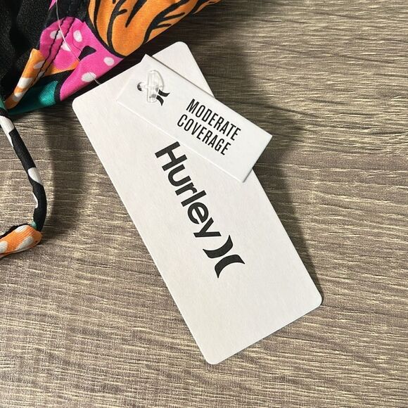 New Hurley Women's Colorful Tropical Print Cutout Adjustable Moderate Swimsuit - Picture 6 of 6